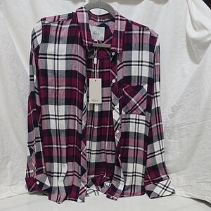 Rails Women's Plaid Button Down Shirt - Burgundy, White, Black Size M - NWT